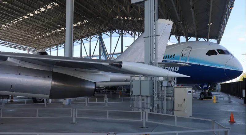 Boeing 787 on display in the Museum of Flight Aviation Pavilion